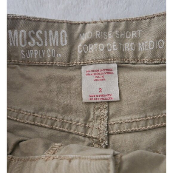 Mossimo Mid Rise Chino Shorts Size 2 Khaki Distressed Rolled Cuff Hem Neutral - Picture 4 of 6